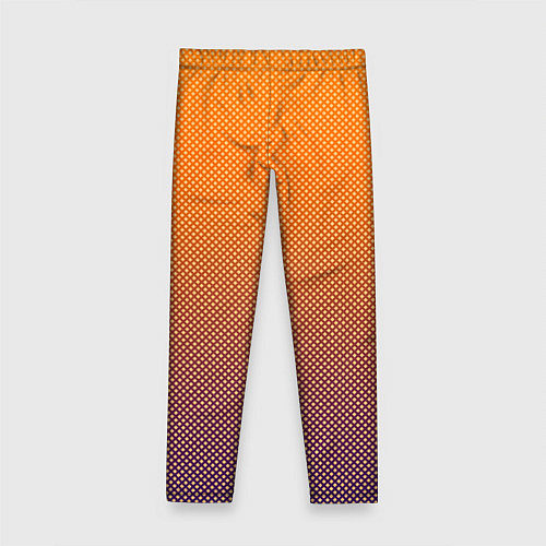 Детские легинсы Градиент оранжевый в фиолетовый мелкий ромбик / 3D-принт – фото 2