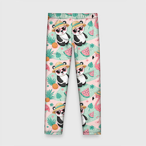 Детские легинсы Панда фламинго лето ананас / 3D-принт – фото 2