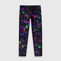 Леггинсы для девочки Чёрный с разноцветными брызгами, цвет: 3D-принт