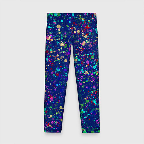 Детские легинсы Синий с разноцветными брызгами / 3D-принт – фото 2