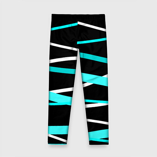 Детские легинсы Чёрный с бело-голубыми полосами / 3D-принт – фото 2