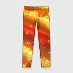 Леггинсы для девочки Желто-красная текстура с блестяшками, цвет: 3D-принт