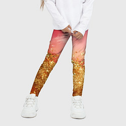Леггинсы для девочки Золотая пыльца на розовой текстуре, цвет: 3D-принт — фото 2