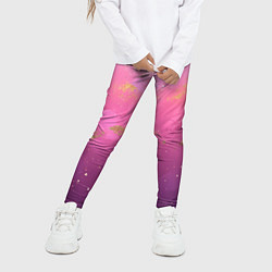 Леггинсы для девочки Розовый и золотой блеск текстура, цвет: 3D-принт — фото 2
