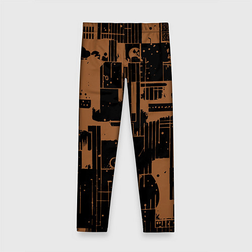 Детские легинсы Чёрно-коричневый абстракция геометричный / 3D-принт – фото 2