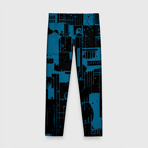 Детские легинсы Чёрно-синий абстракция геомтеричный / 3D-принт – фото 2