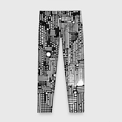 Леггинсы для девочки Чёрно-белые абстракция точки полоски, цвет: 3D-принт