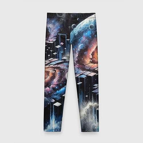 Детские легинсы Слияние двух галактик - неоновое свечение / 3D-принт – фото 2
