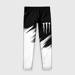 Леггинсы для девочки Monster energy белые штрихи, цвет: 3D-принт