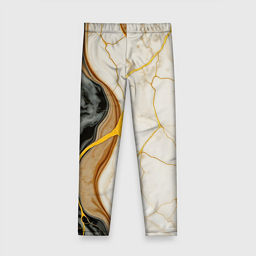 Детские легинсы Золотистые прожилки в мраморе / 3D-принт – фото 2