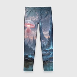 Леггинсы для девочки Фантастический мир с медузами и озеро у гор, цвет: 3D-принт