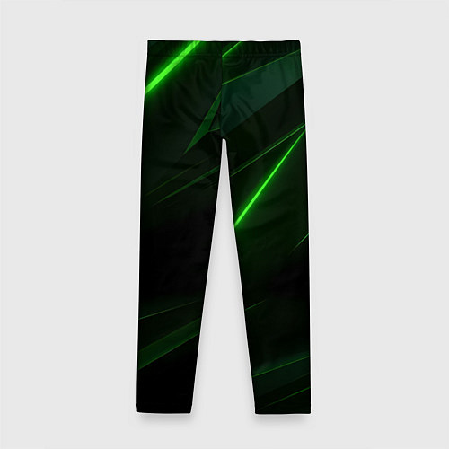 Детские легинсы Зеленая текстура с неоновыми линиями / 3D-принт – фото 2