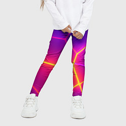 Леггинсы для девочки Синие плиты с фиолетовым свечением, цвет: 3D-принт — фото 2
