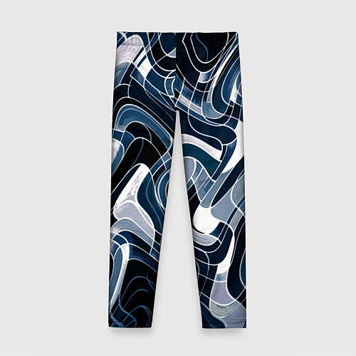 Детские легинсы Тёмно-синий искажённая абстракция / 3D-принт – фото 2
