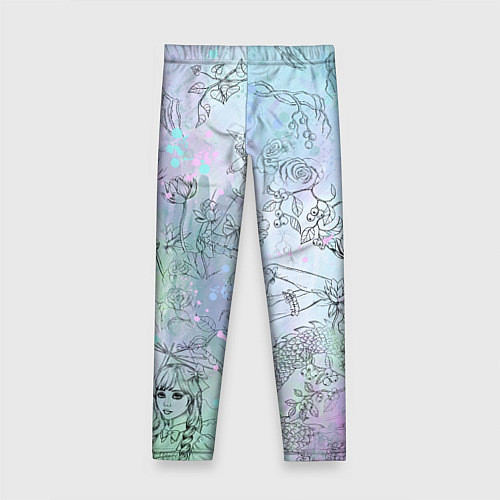 Детские легинсы Скетч японские дорамы / 3D-принт – фото 2