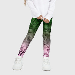 Леггинсы для девочки Абстракция - green pink gradient in black web, цвет: 3D-принт — фото 2