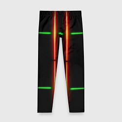 Леггинсы для девочки Neon green black red line, цвет: 3D-принт