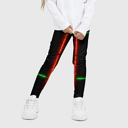 Леггинсы для девочки Color black green red lines, цвет: 3D-принт — фото 2