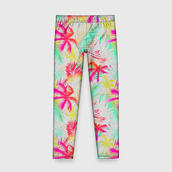 Леггинсы для девочки Palm yellow pink, цвет: 3D-принт