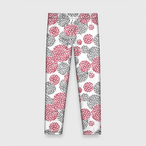 Детские легинсы Крупный красный серый горох с леопардовой текстуро / 3D-принт – фото 2