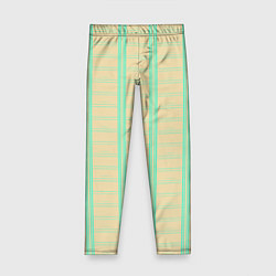 Леггинсы для девочки Color beige cage blue stripes, цвет: 3D-принт