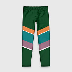 Леггинсы для девочки Тёмный зелёный с полосами, цвет: 3D-принт