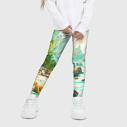 Леггинсы для девочки Художественный пейзаж море скалы, цвет: 3D-принт — фото 2