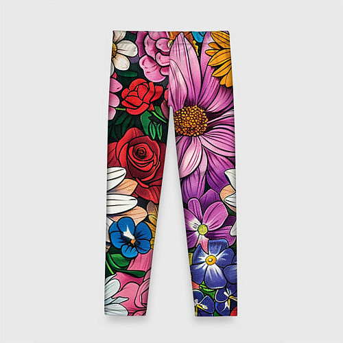 Детские легинсы Крупные цветы / 3D-принт – фото 2