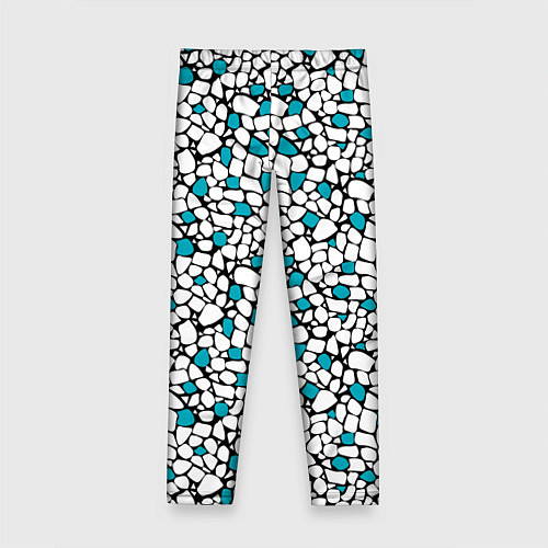 Детские легинсы Мелкий синий белый мозаичный узор на черном / 3D-принт – фото 2