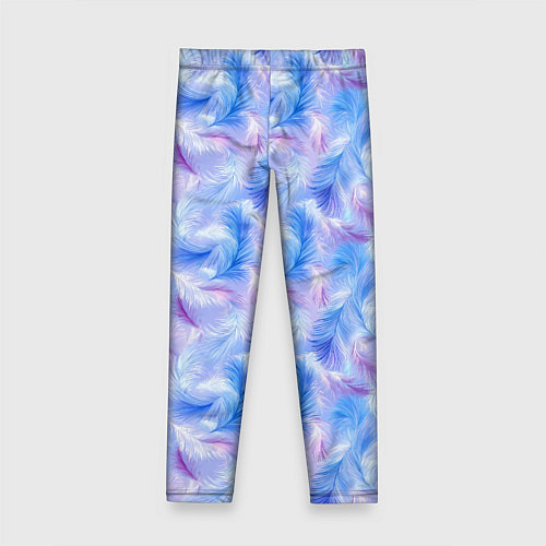 Детские легинсы Узор из голубых и сиреневых перьев / 3D-принт – фото 2
