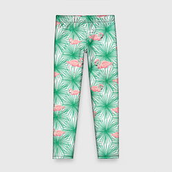 Леггинсы для девочки Фламинго и тропики, цвет: 3D-принт