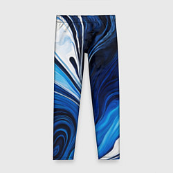 Леггинсы для девочки Бело синяя абстракция, цвет: 3D-принт