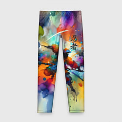 Детские легинсы Ninja - watercolor impressionism