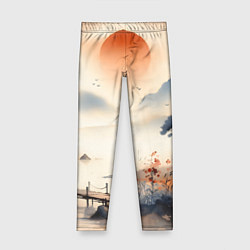 Детские легинсы Таинственный Японский пейзаж - акварель