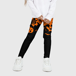 Леггинсы для девочки Хэллоуин тыквы и призраки, цвет: 3D-принт — фото 2