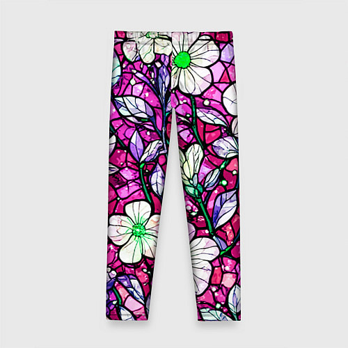 Детские легинсы Цветочный розовый витраж / 3D-принт – фото 2
