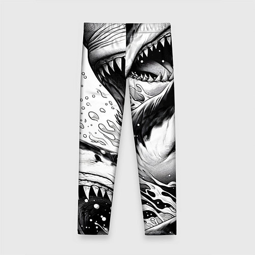 Детские легинсы Белая акула - стая / 3D-принт – фото 2