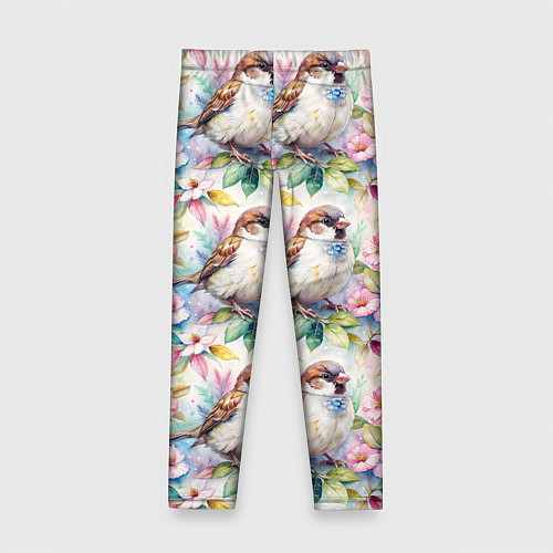 Детские легинсы Воробей в ярких цветах паттерн / 3D-принт – фото 2