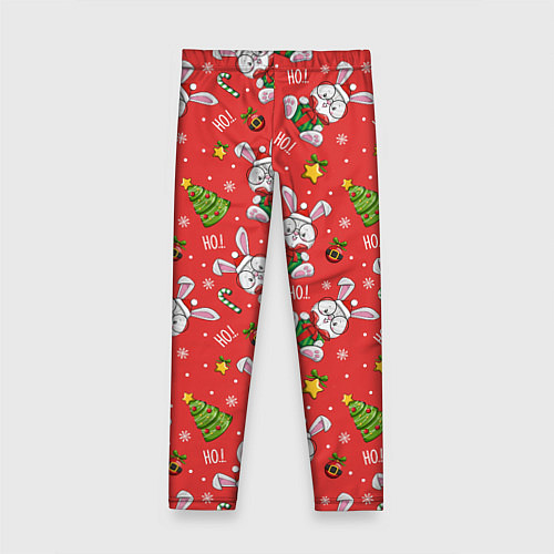 Детские легинсы Новогодний паттерн с зайчиком / 3D-принт – фото 2