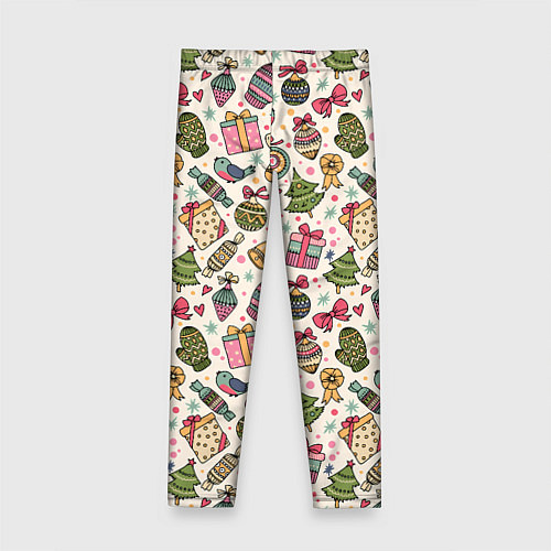 Детские легинсы Новогодний паттерн / 3D-принт – фото 2