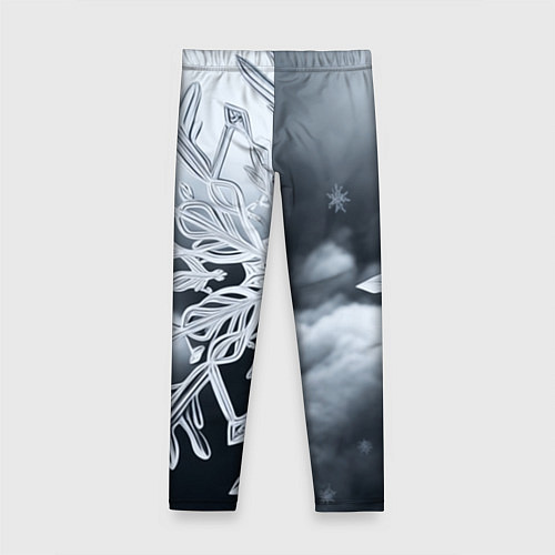 Детские легинсы Снежинка на черно белое / 3D-принт – фото 2