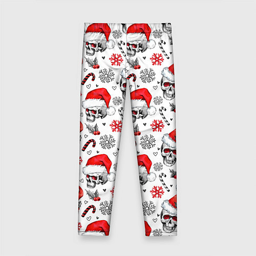 Детские легинсы Новогодние черепа / 3D-принт – фото 2