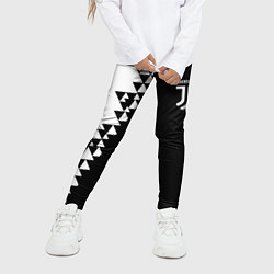 Леггинсы для девочки Juventus черно белая геометрия текстура, цвет: 3D-принт — фото 2