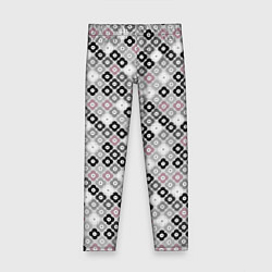 Детские легинсы Цветочный серо-розовый узор ретро