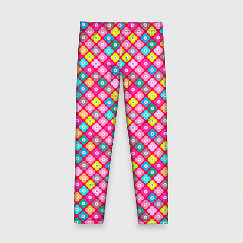 Детские легинсы Разноцветный цветочный узор ретро / 3D-принт – фото 2