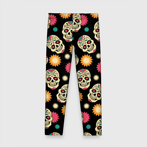 Детские легинсы День мертвецов - черепа / 3D-принт – фото 2