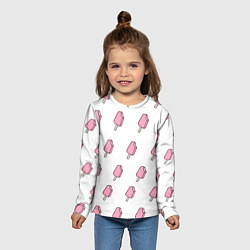 Лонгслив детский Мороженое розовое, цвет: 3D-принт — фото 2
