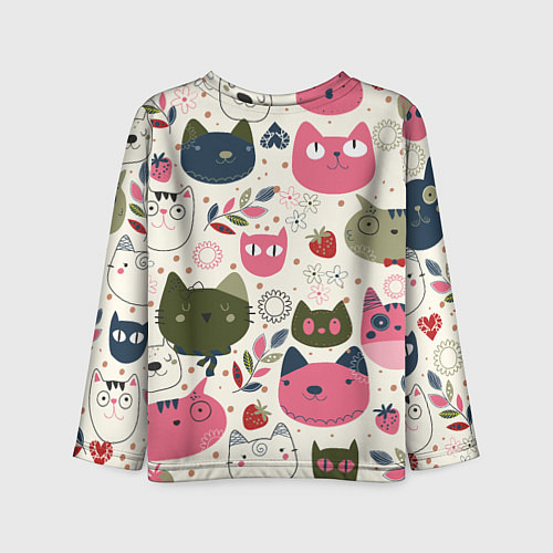 Детский лонгслив Радостные котики / 3D-принт – фото 2