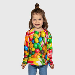 Лонгслив детский Сладкие конфетки, цвет: 3D-принт — фото 2