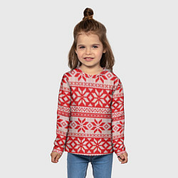 Лонгслив детский Красный свитер, цвет: 3D-принт — фото 2